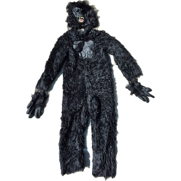 Seasons USA Gorilla Costume Halloween Child Size L 10-12 Black Faux Fur - Picture 2 of 14